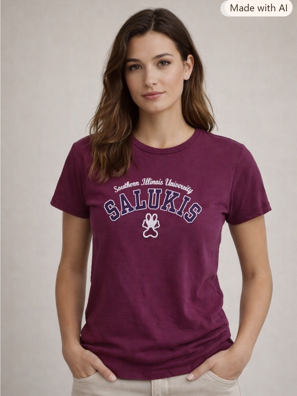 Red Oak Sportswear Southern IL Salukis Ladies cut Stretchy Tee size Medium